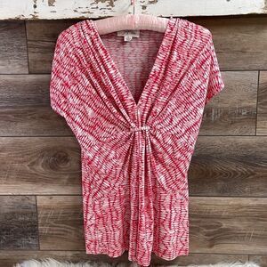 Josephine Studio Ladies Blouse, Size Petite Medium, Red and White